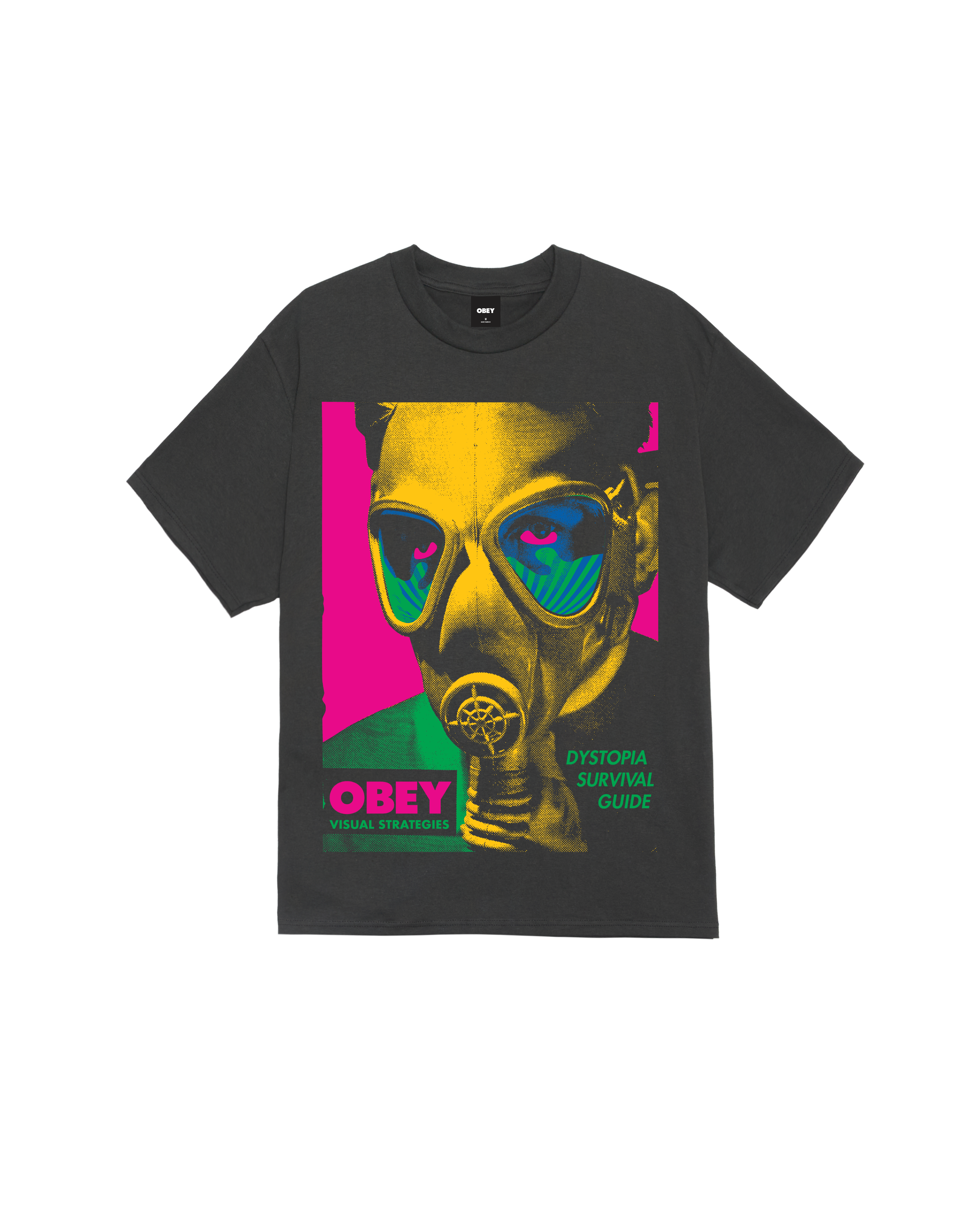 Obey Gas Mask T-Shirt Vintage Black Herren Shirt Print schwarz